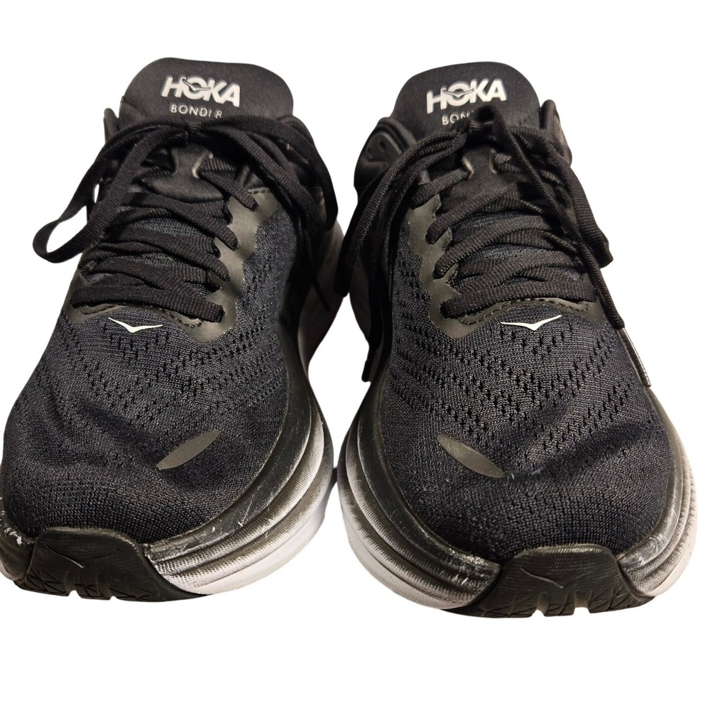 Hoka One One Bondi 8‎ Wide Womens 8D Black White Running Shoes 1127954 BWHT